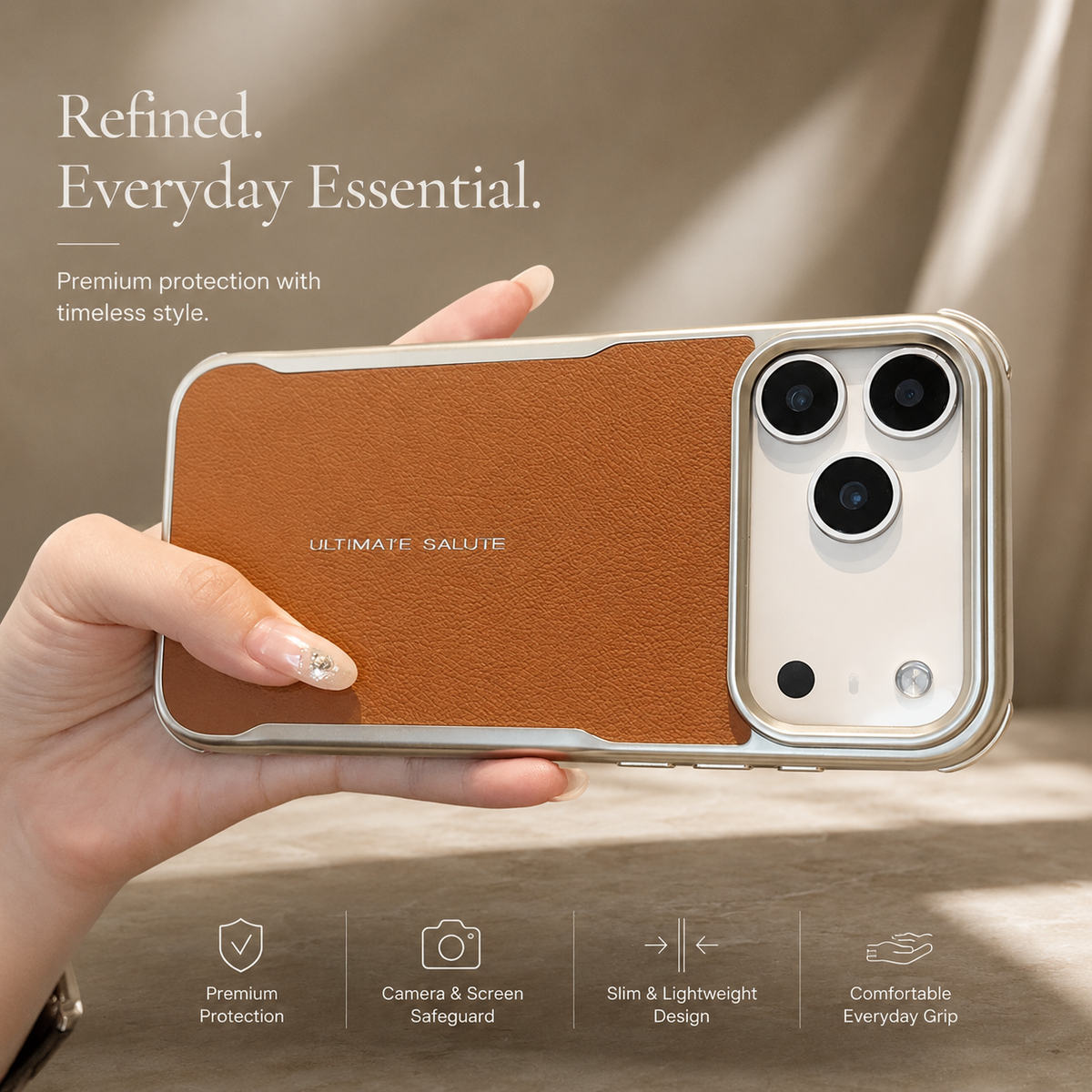 Premium iPhone Case MagSafe PU Leather Magnetic Protective Cover Shockproof PC Frame Anti Scratch Dustproof Non Slip Slim Full Coverage Modern Design
