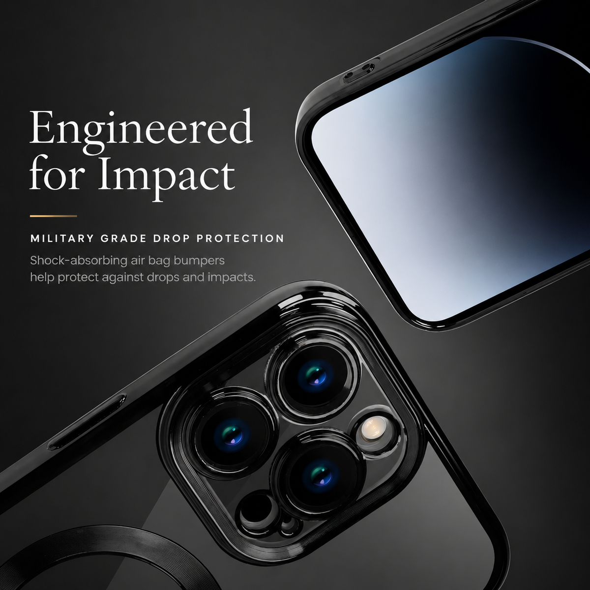 Premium iPhone Case MagSafe Plating Clear Cover with Magnetic Wireless Charging Lens Protector Anti-Fingerprint Scratch-Resistant Design