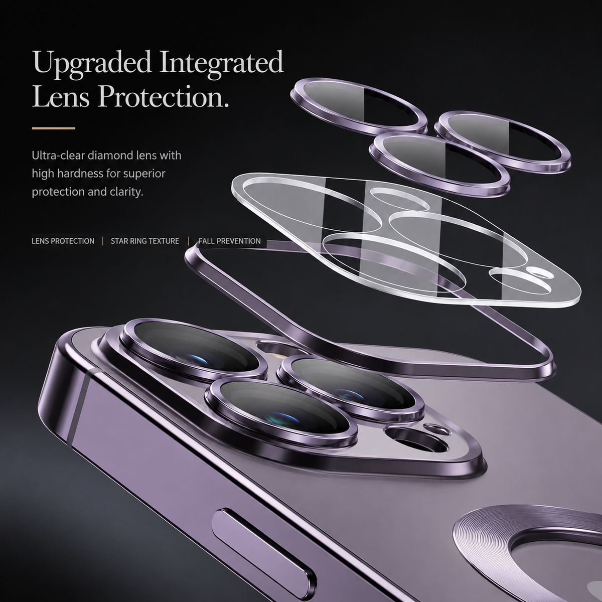 Premium iPhone Case MagSafe Plating Clear Cover with Magnetic Wireless Charging Lens Protector Anti-Fingerprint Scratch-Resistant Design