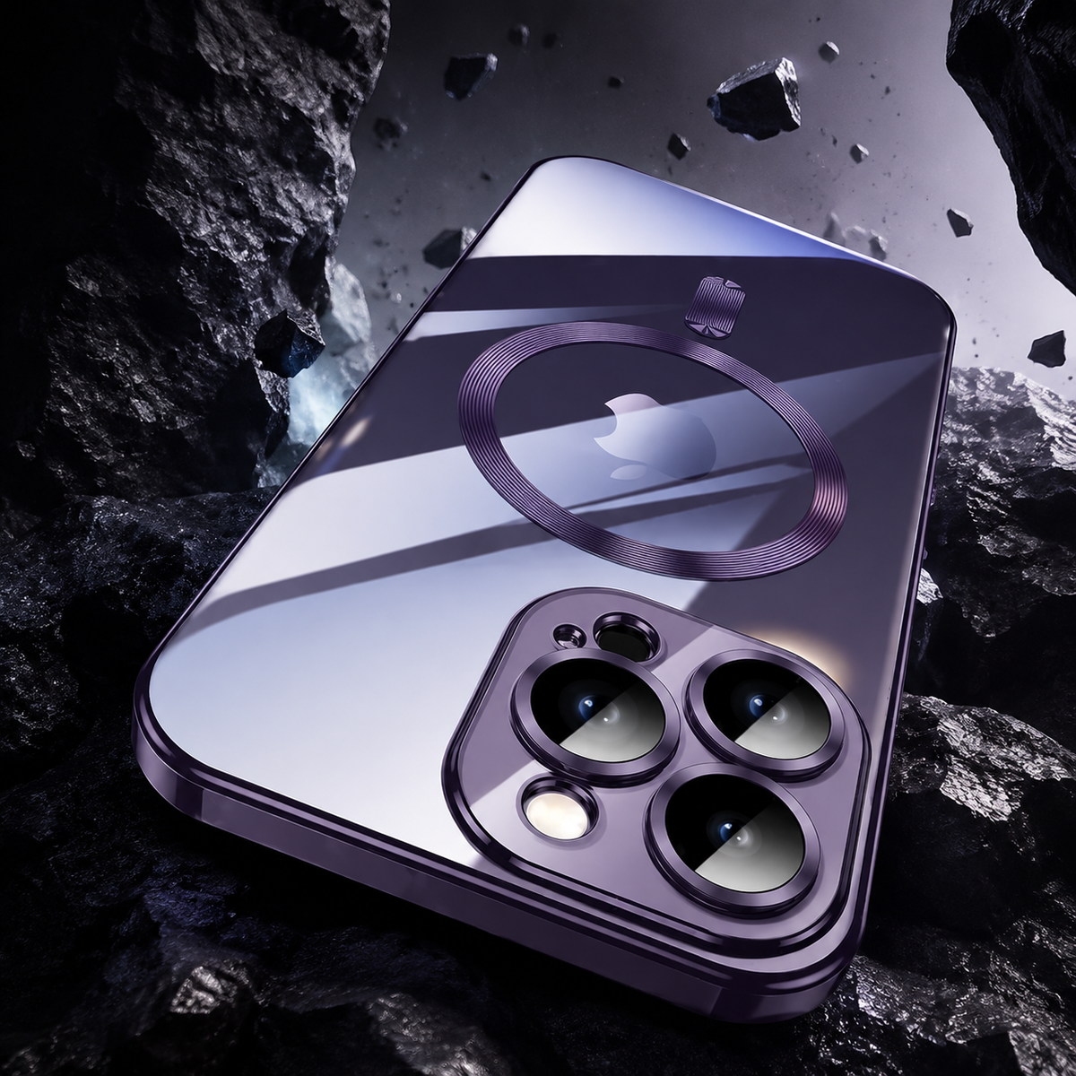 Premium iPhone Case MagSafe Plating Clear Cover with Magnetic Wireless Charging Lens Protector Anti-Fingerprint Scratch-Resistant Design