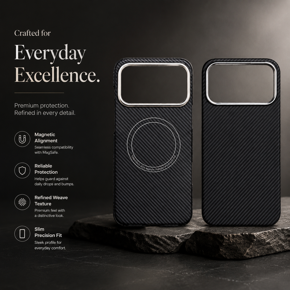 Premium iPhone Case MagSafe Real Carbon Fiber Aramid Fiber Ultra Thin Shockproof Matte Anti Fingerprint Protective Cover Full Coverage Slim Fit Design