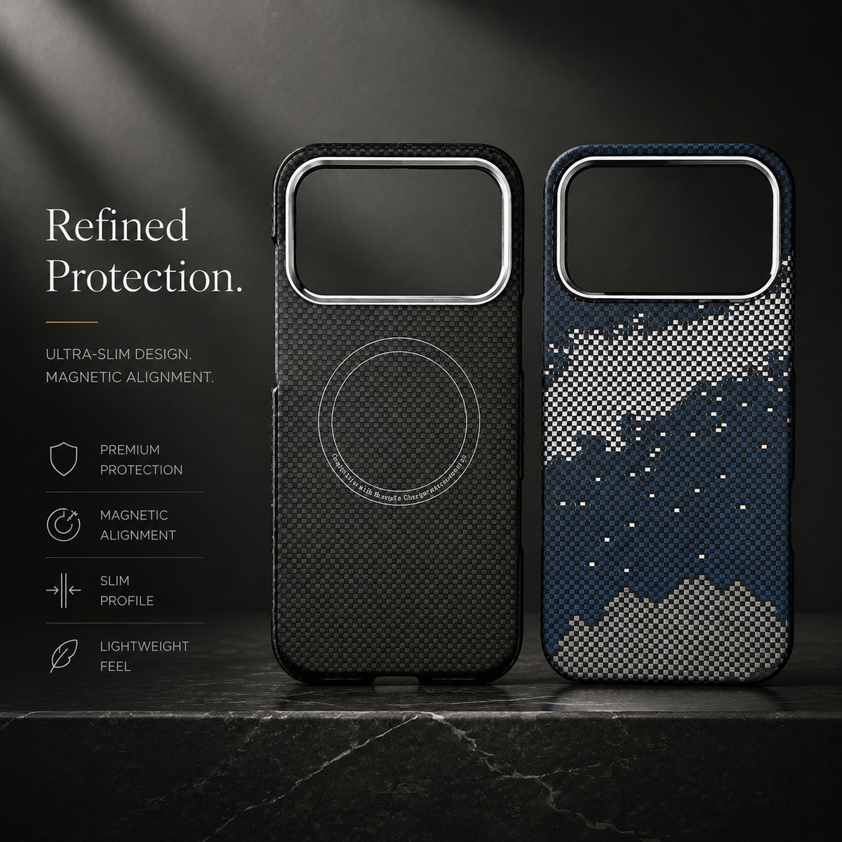 Premium iPhone Case MagSafe Real Carbon Fiber Aramid Fiber Ultra Thin Shockproof Matte Anti Fingerprint Protective Cover Full Coverage Slim Fit Design