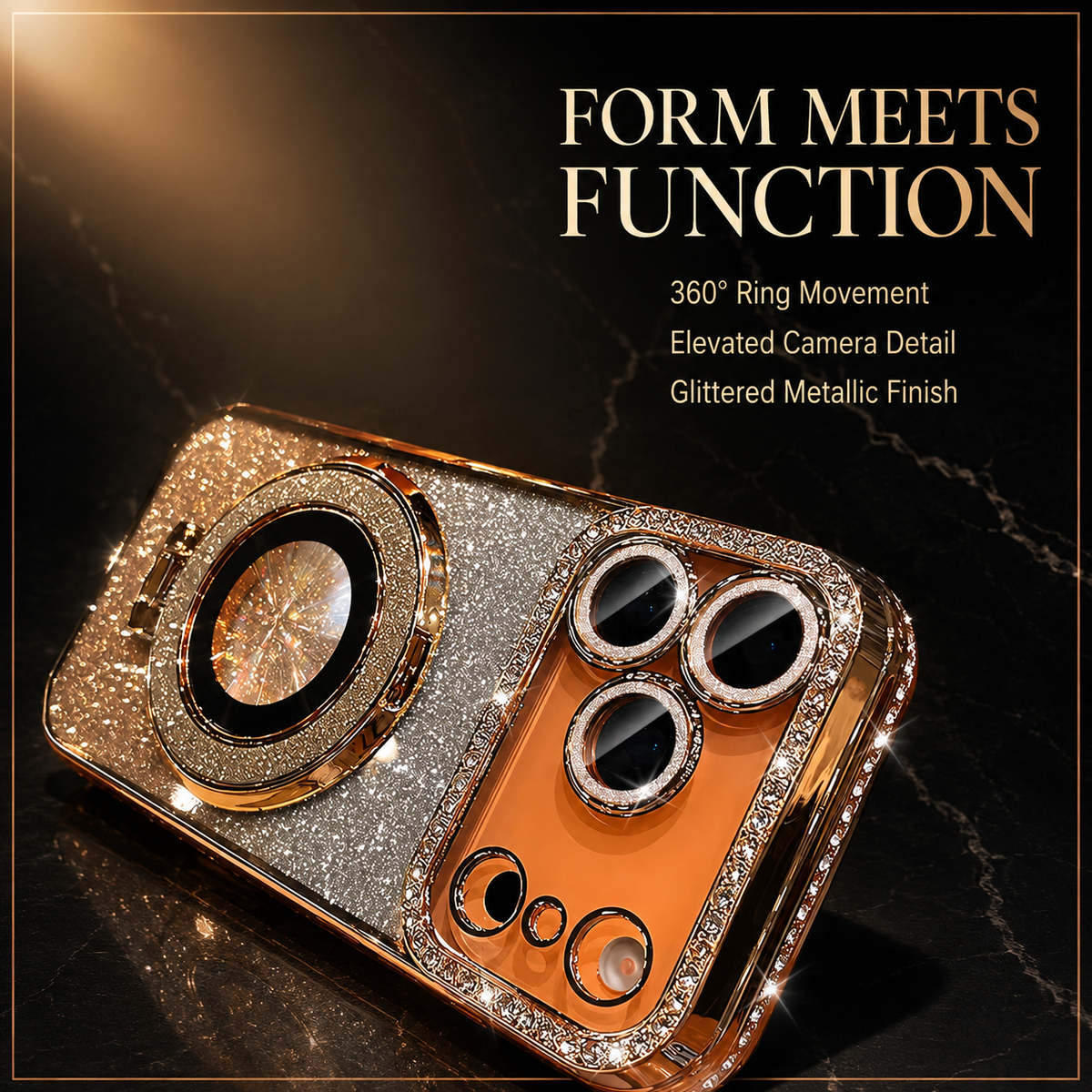 Premium iPhone Case MagSafe Rhinestone Diamond Magnetic Stand Holder Plating TPU Shockproof Non Slip Sparkling Protective Bumper Cover Case Design Pro
