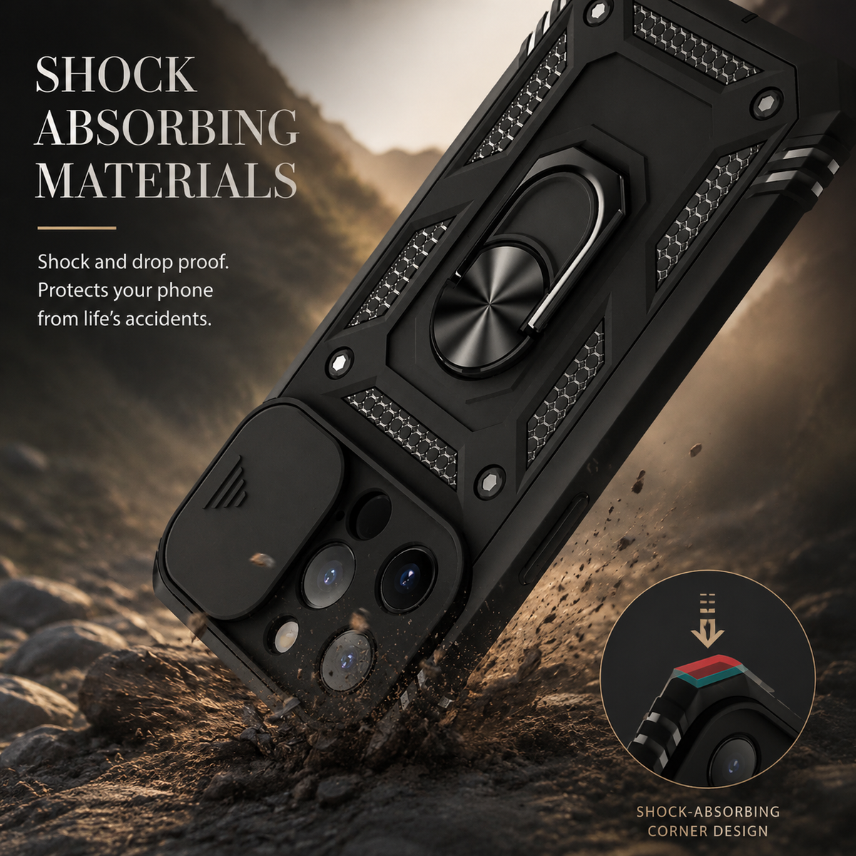 Premium iPhone Case MagSafe Rugged Armor Card Holder Kickstand Shockproof Camera Lens Protection Heavy Duty Cover 360 Rotating Stand Magnetic Grip Pro