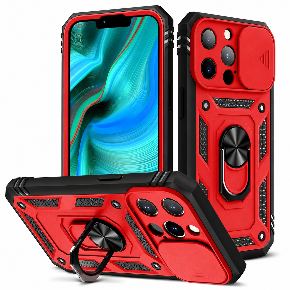 Premium iPhone Case MagSafe Rugged Armor Card Holder Kickstand Shockproof Camera Lens Protection Heavy Duty Cover 360 Rotating Stand Magnetic Grip Pro