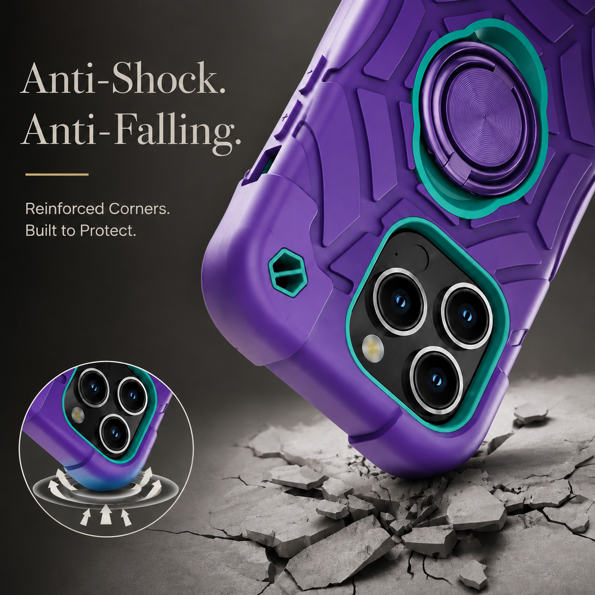 Premium iPhone Case MagSafe Rugged Armor Shockproof PC TPU Ring Holder Kickstand Anti Slip Grip Camera Protection Full Coverage Slim Protective Design