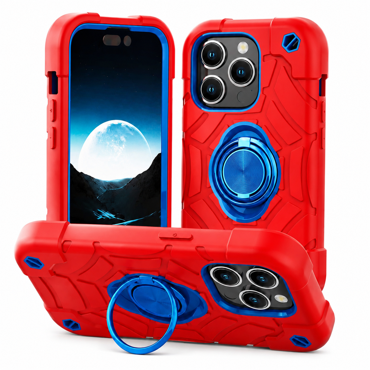 Premium iPhone Case MagSafe Rugged Armor Shockproof PC TPU Ring Holder Kickstand Anti Slip Grip Camera Protection Full Coverage Slim Protective Design