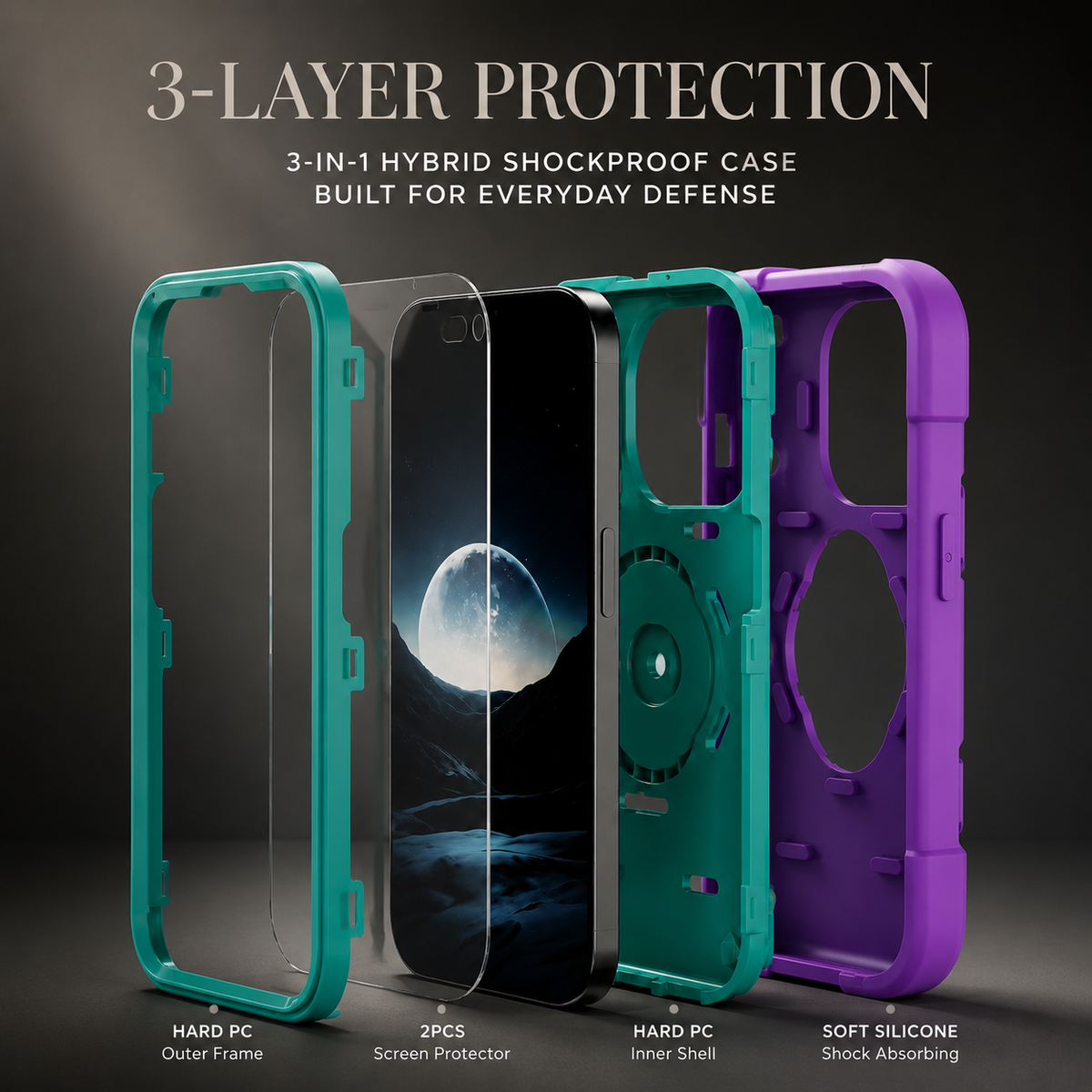 Premium iPhone Case MagSafe Rugged Armor Shockproof PC TPU Ring Holder Kickstand Anti Slip Grip Camera Protection Full Coverage Slim Protective Design
