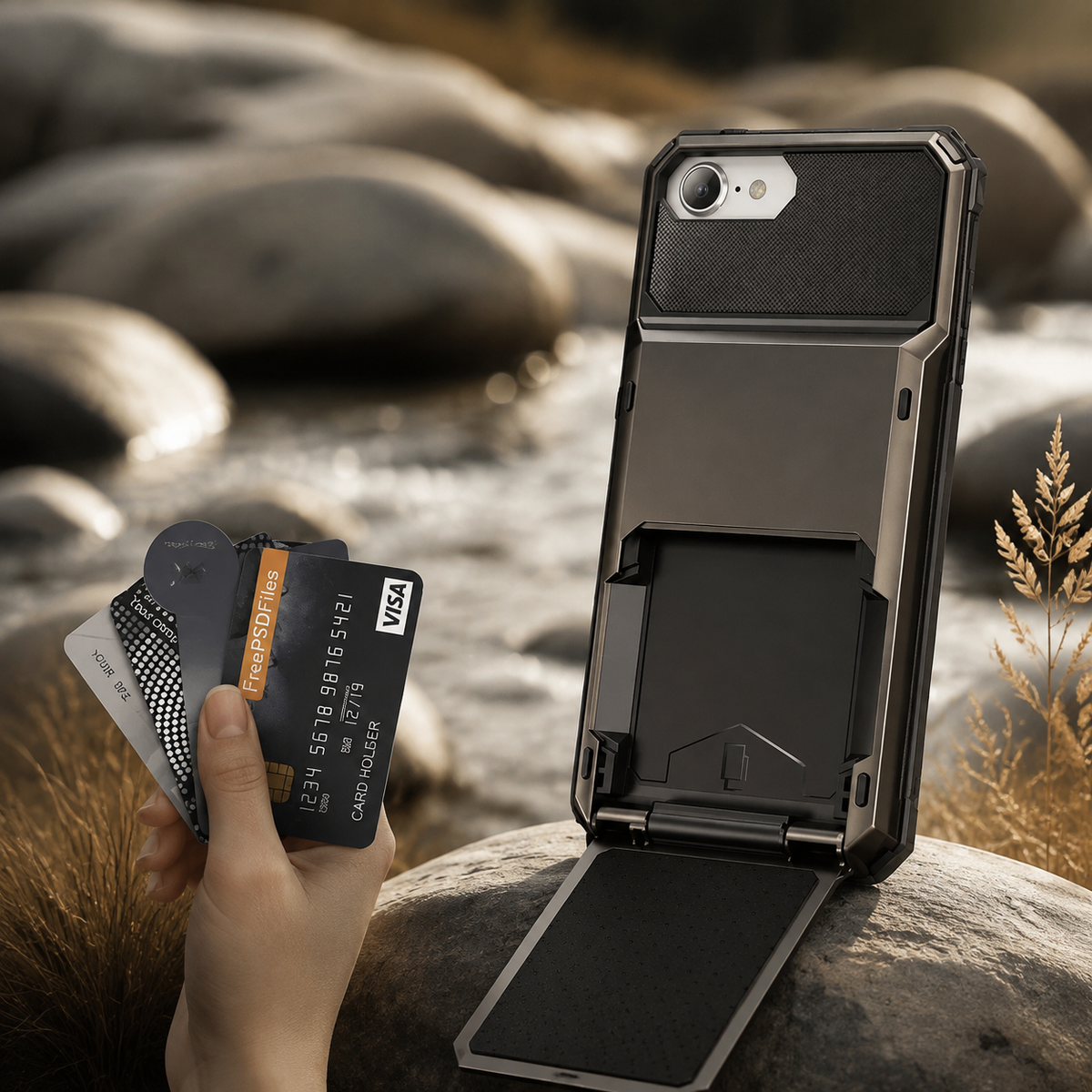 Premium iPhone Case MagSafe Rugged Armor Wallet Card Holder Kickstand TPU Bumper Shockproof Scratch Resistant Full Coverage Magnetic Ring Protective