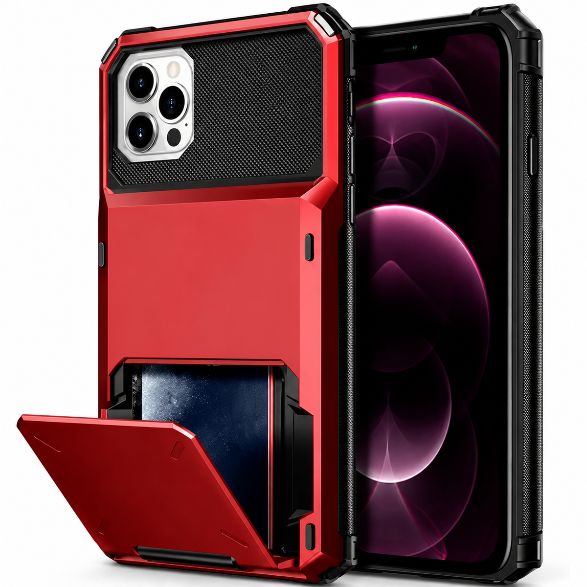 Premium iPhone Case MagSafe Rugged Armor Wallet Card Holder Kickstand TPU Bumper Shockproof Scratch Resistant Full Coverage Magnetic Ring Protective
