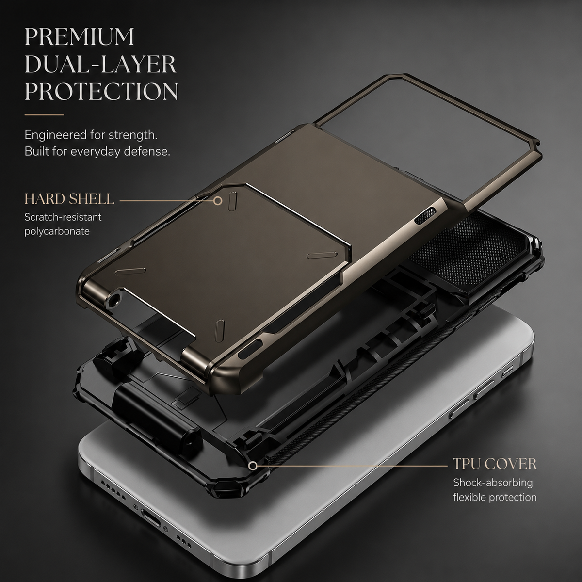 Premium iPhone Case MagSafe Rugged Armor Wallet Card Holder Kickstand TPU Bumper Shockproof Scratch Resistant Full Coverage Magnetic Ring Protective