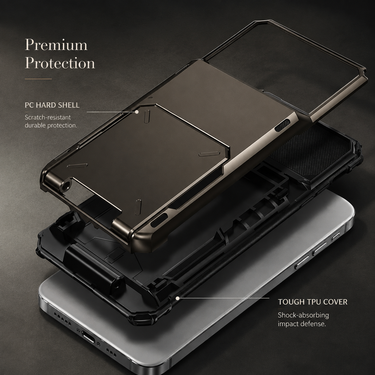 Premium iPhone Case MagSafe Rugged Armor Wallet Card Holder Kickstand TPU Bumper Shockproof Scratch Resistant Full Coverage Magnetic Ring Protective