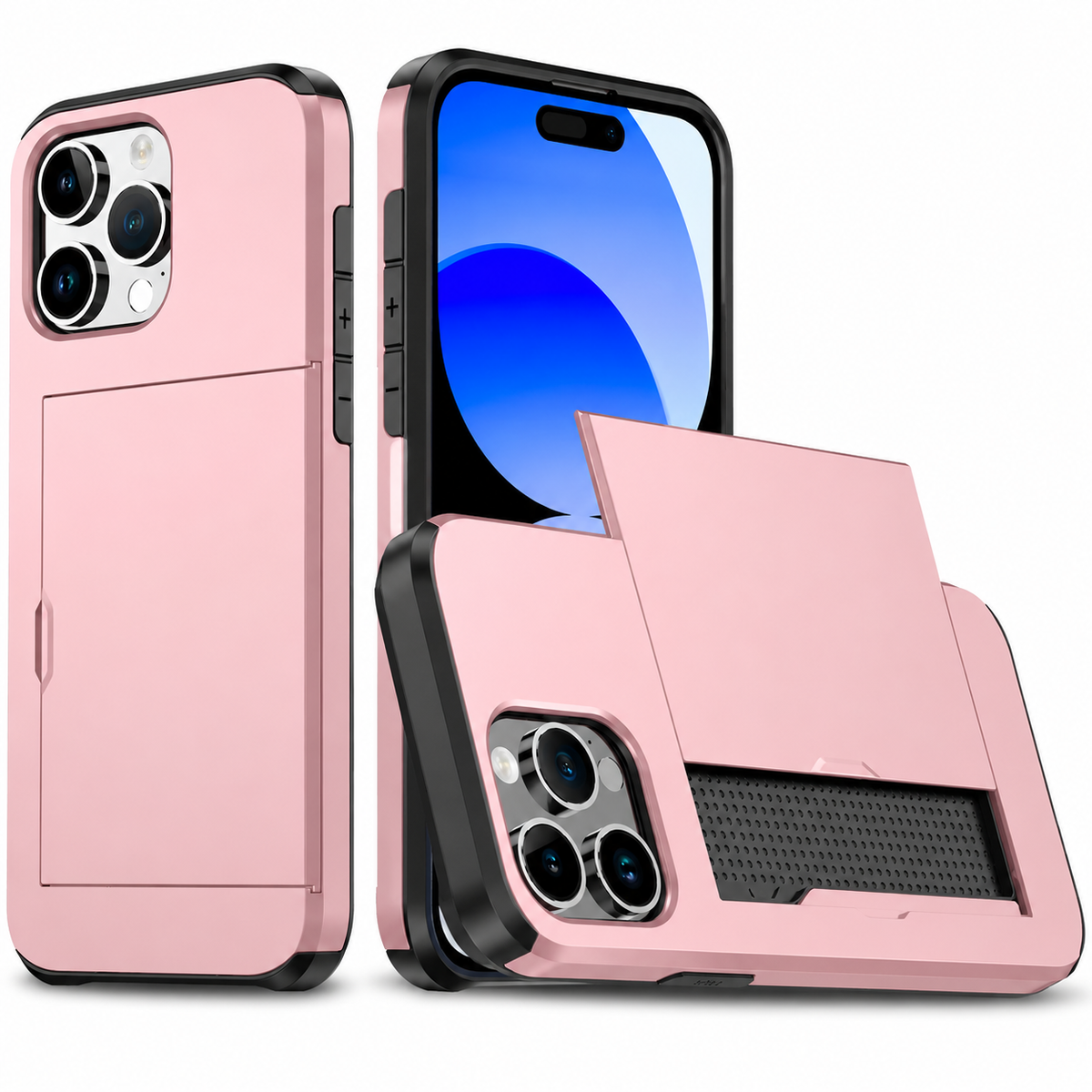 Premium iPhone Case MagSafe Rugged Slide Wallet Card Holder PC TPU Shockproof Protective Cover Anti Fingerprint Scratch Resistant Non Slip Armor Build