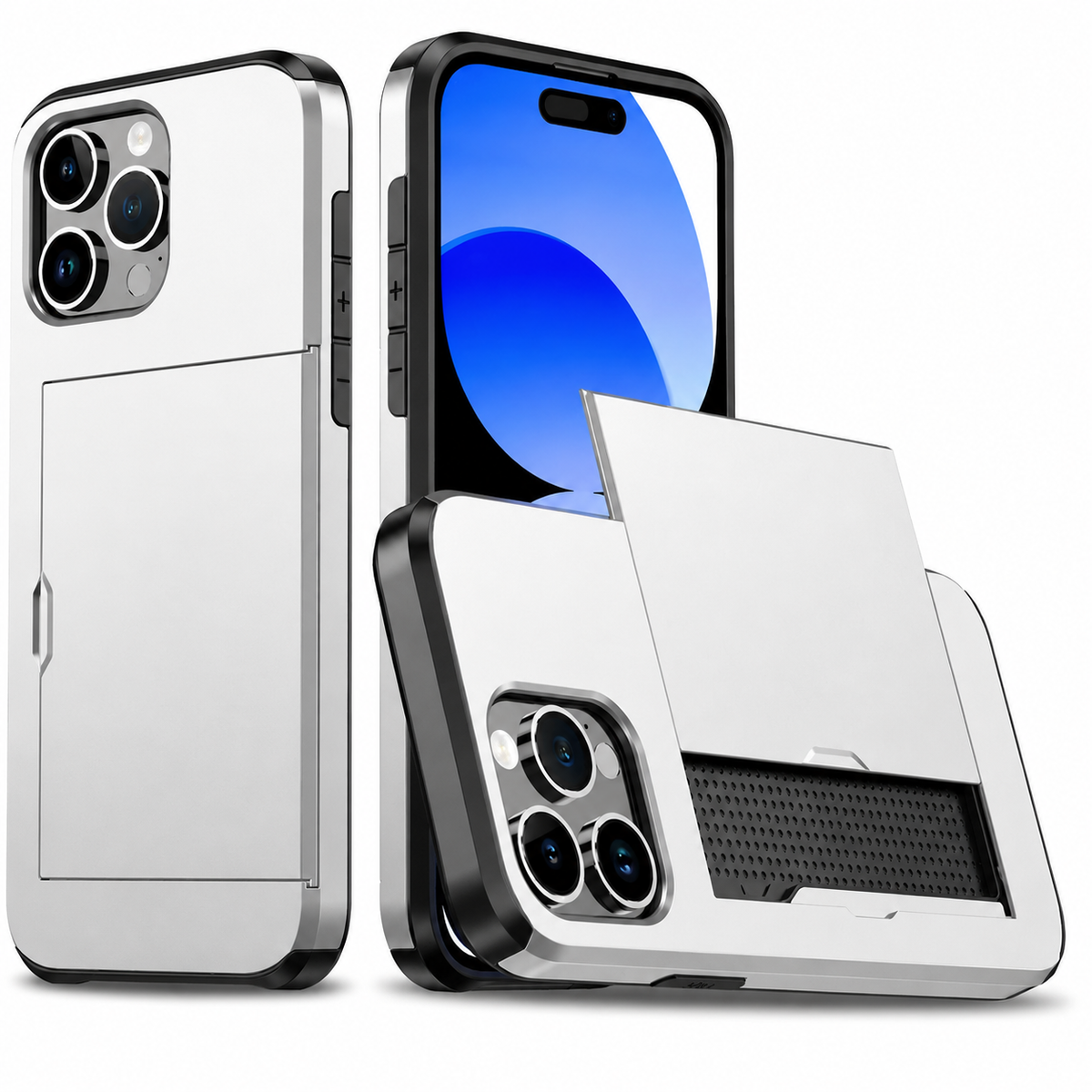 Premium iPhone Case MagSafe Rugged Slide Wallet Card Holder PC TPU Shockproof Protective Cover Anti Fingerprint Scratch Resistant Non Slip Armor Build