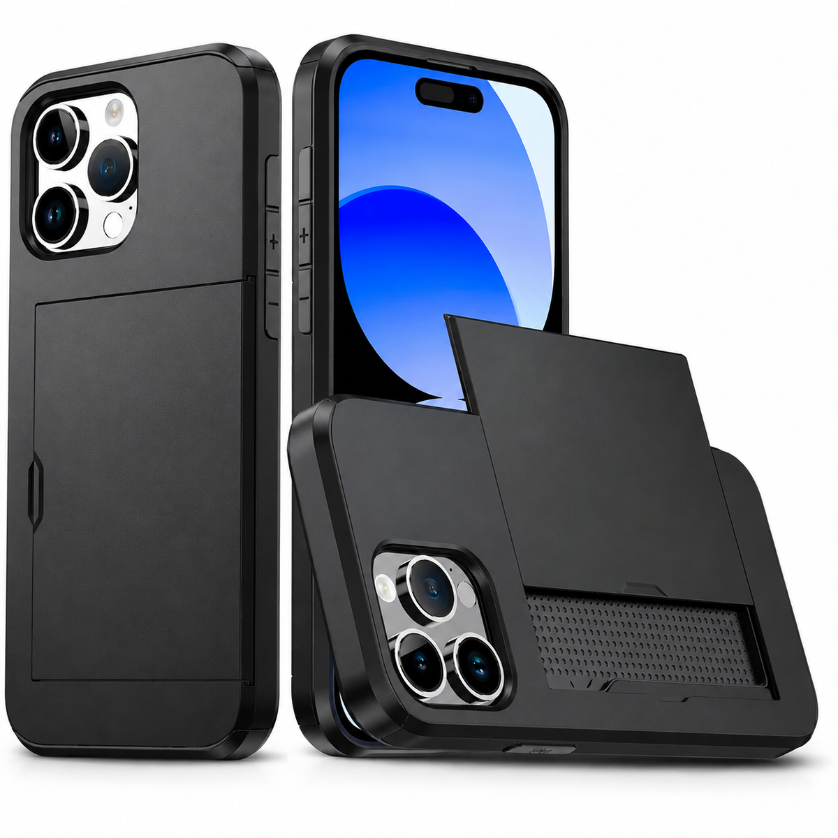 Premium iPhone Case MagSafe Rugged Slide Wallet Card Holder PC TPU Shockproof Protective Cover Anti Fingerprint Scratch Resistant Non Slip Armor Build