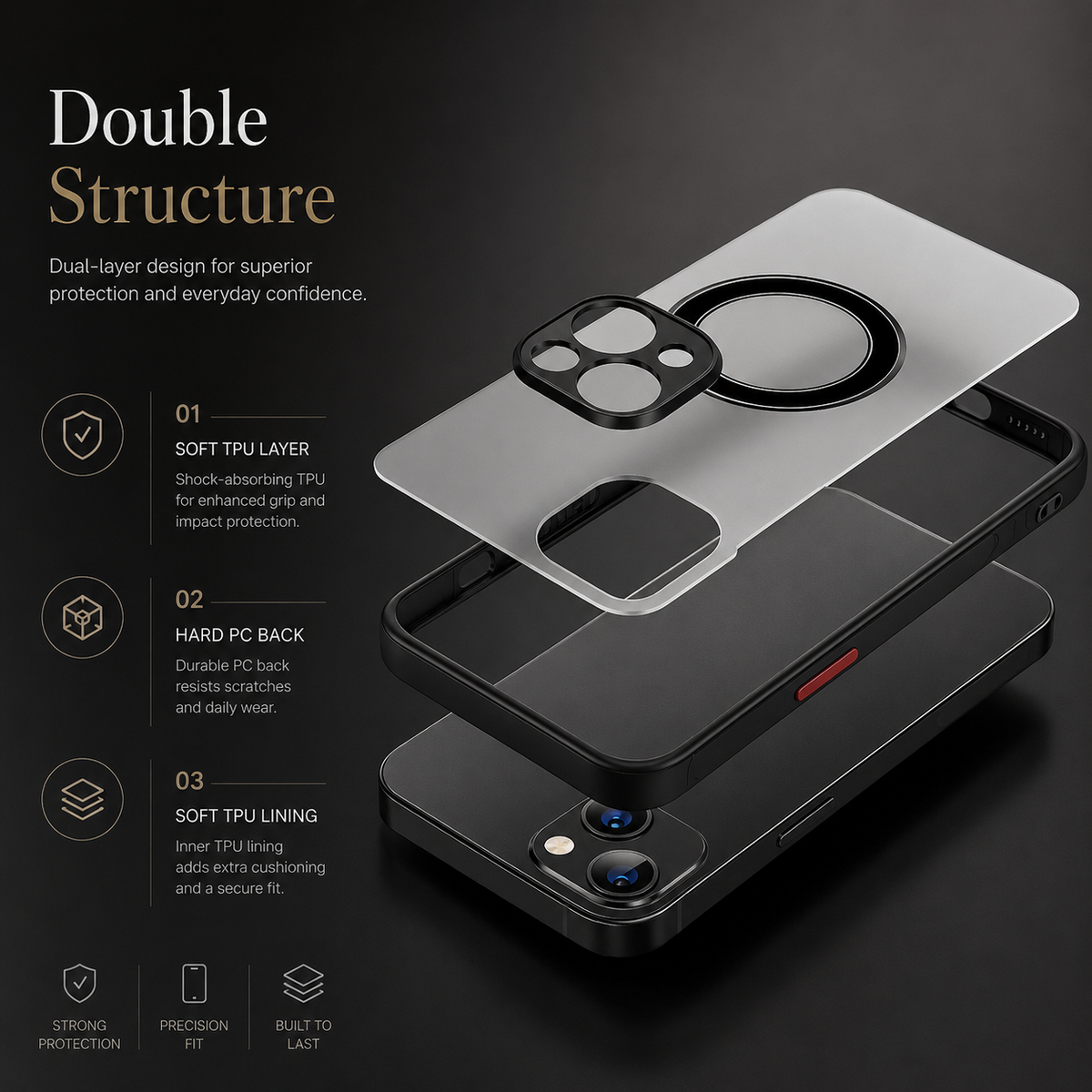 Premium iPhone Case MagSafe Translucent Magnetic Armor Shockproof PC TPU Protective Cover Anti Scratch Anti Fingerprint Matte Slim Wireless Charging Case