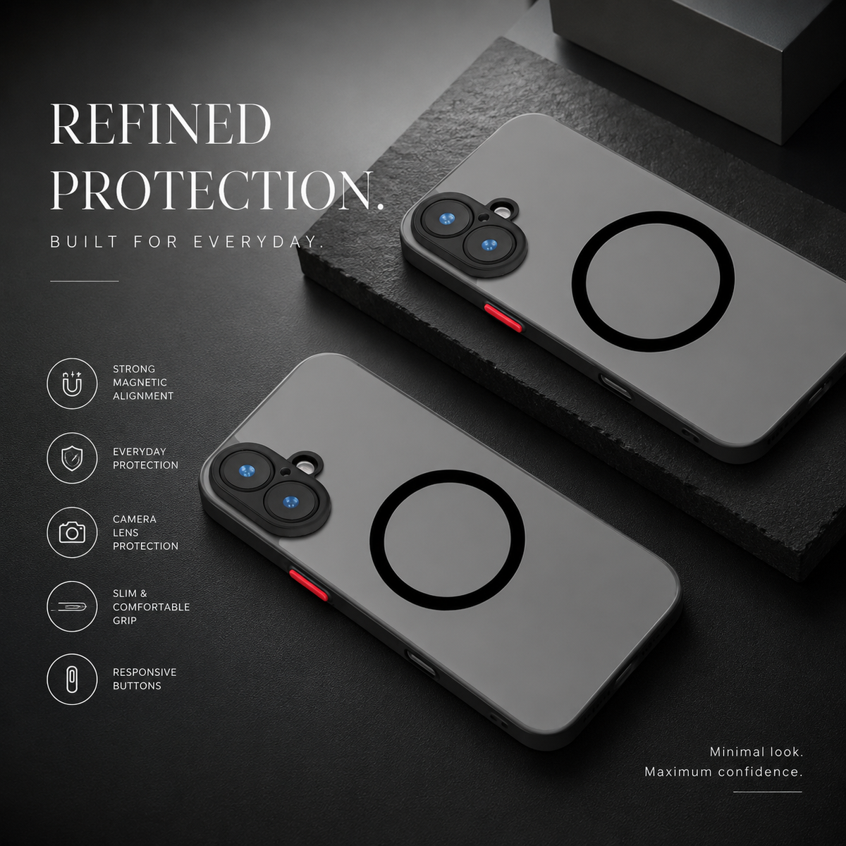 Premium iPhone Case MagSafe Translucent Magnetic Armor Shockproof PC TPU Protective Cover Anti Scratch Anti Fingerprint Matte Slim Wireless Charging Case