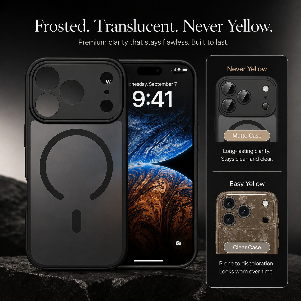 Premium iPhone Case MagSafe Translucent Matte Anti Fingerprint Shockproof PC TPU Protective Cover Anti Scratch Lightweight Slim Full Coverage Case