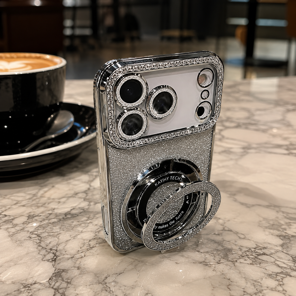 Premium iPhone Case MagSafe Transparent Diamond Glitter Magnetic Protective Cover Camera Lens Protection Kickstand Clear TPU Anti Scratch Slim Case