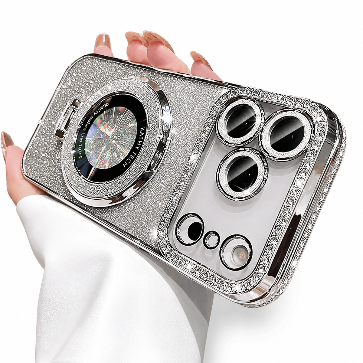 Premium iPhone Case MagSafe Transparent Diamond Glitter Magnetic Protective Cover Camera Lens Protection Kickstand Clear TPU Anti Scratch Slim Case