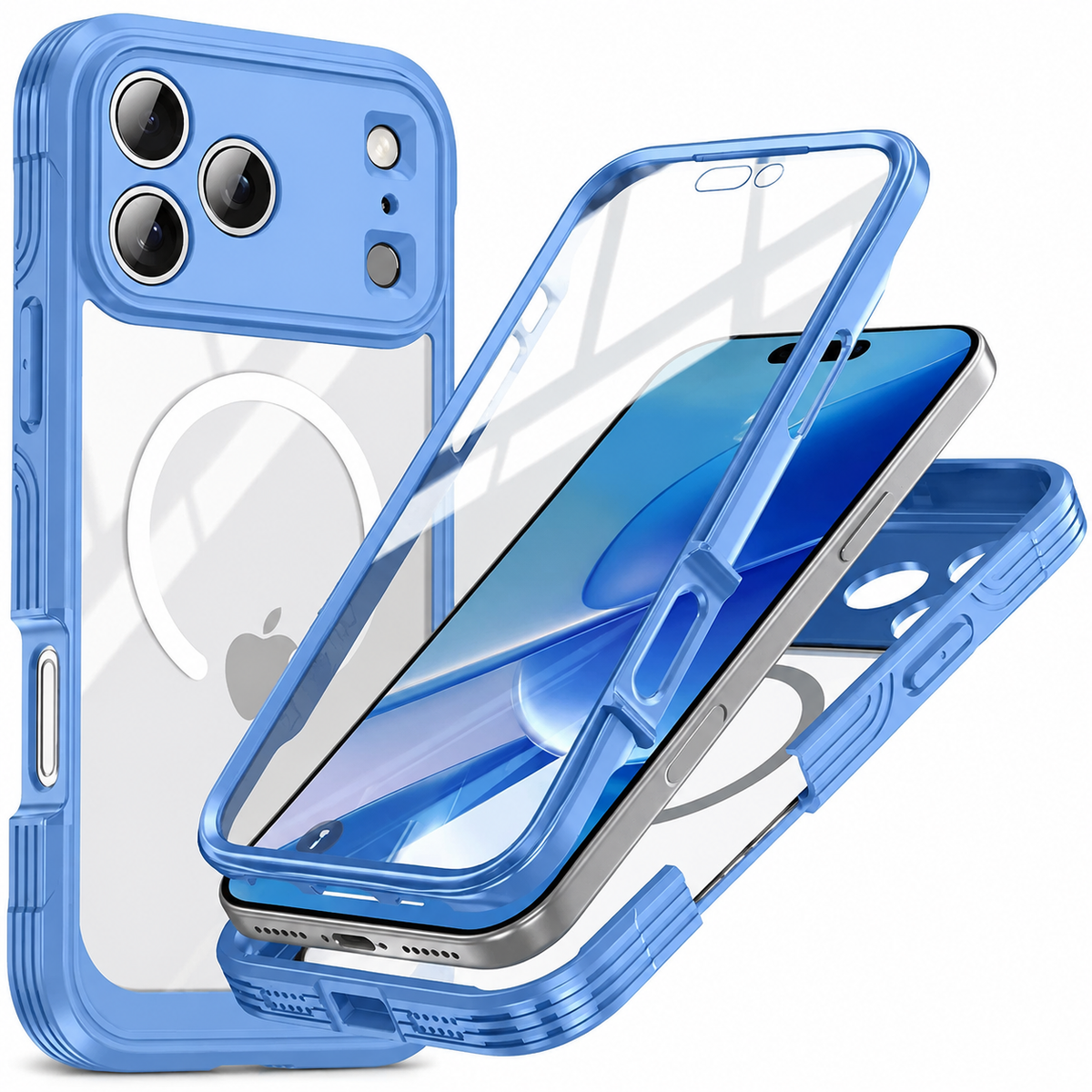 Premium iPhone Case MagSafe Transparent Full Coverage Shockproof TPU Protective Cover Wireless Charging Anti Scratch Magnetic Slim Clear Double-Sided