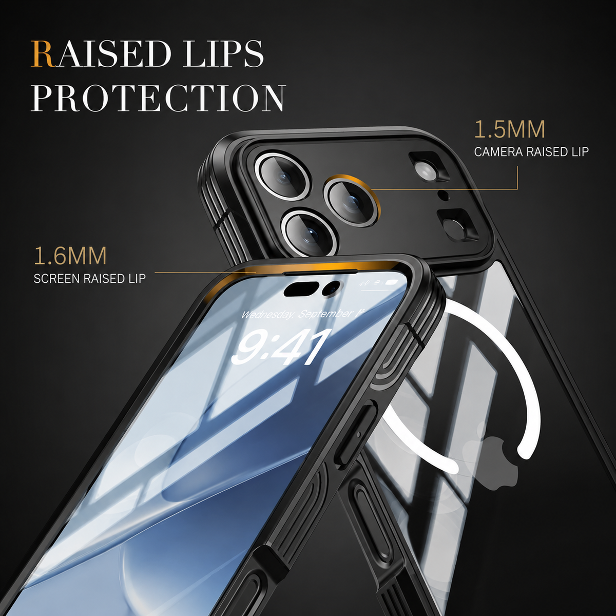 Premium iPhone Case MagSafe Transparent Full Coverage Shockproof TPU Protective Cover Wireless Charging Anti Scratch Magnetic Slim Clear Double-Sided