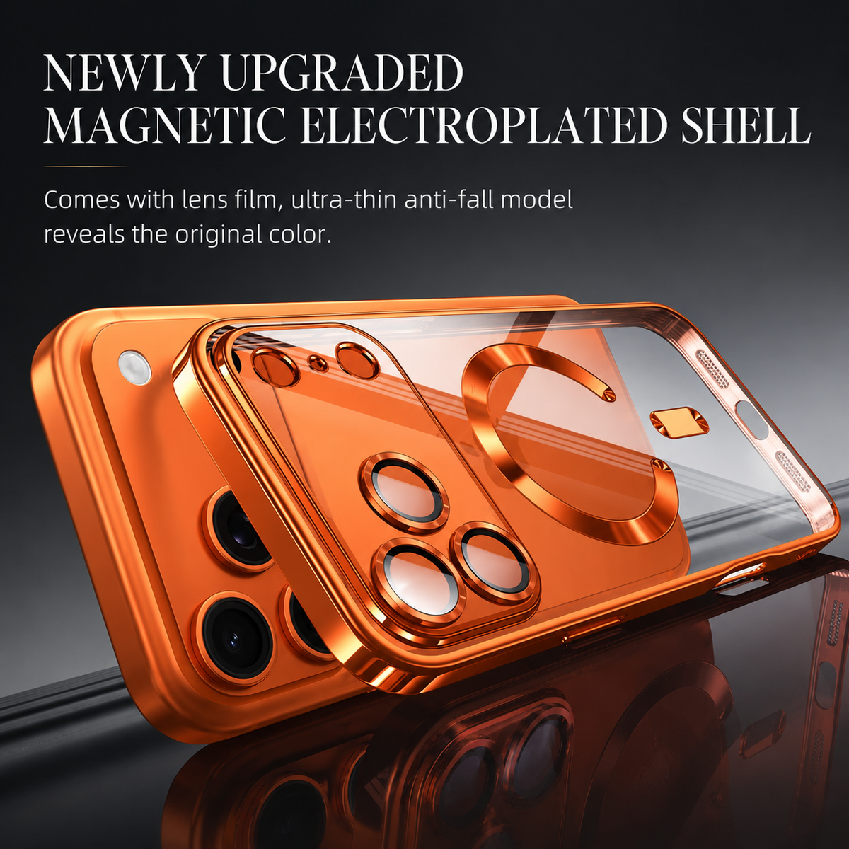 Premium iPhone Case MagSafe Transparent TPU Plated Camera Lens Protection Shockproof Anti Fingerprint Anti Scratch Magnetic Slim Half Wrapped Clear Cover