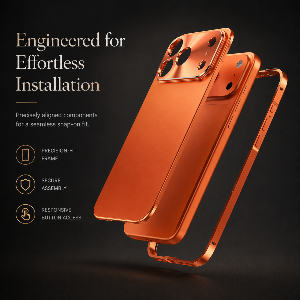 Premium iPhone Case MagSafe Ultra Thin Aluminum Frame Frosted Matte Back Shockproof Camera Protection Anti Fingerprint Slim Full Coverage Design Style