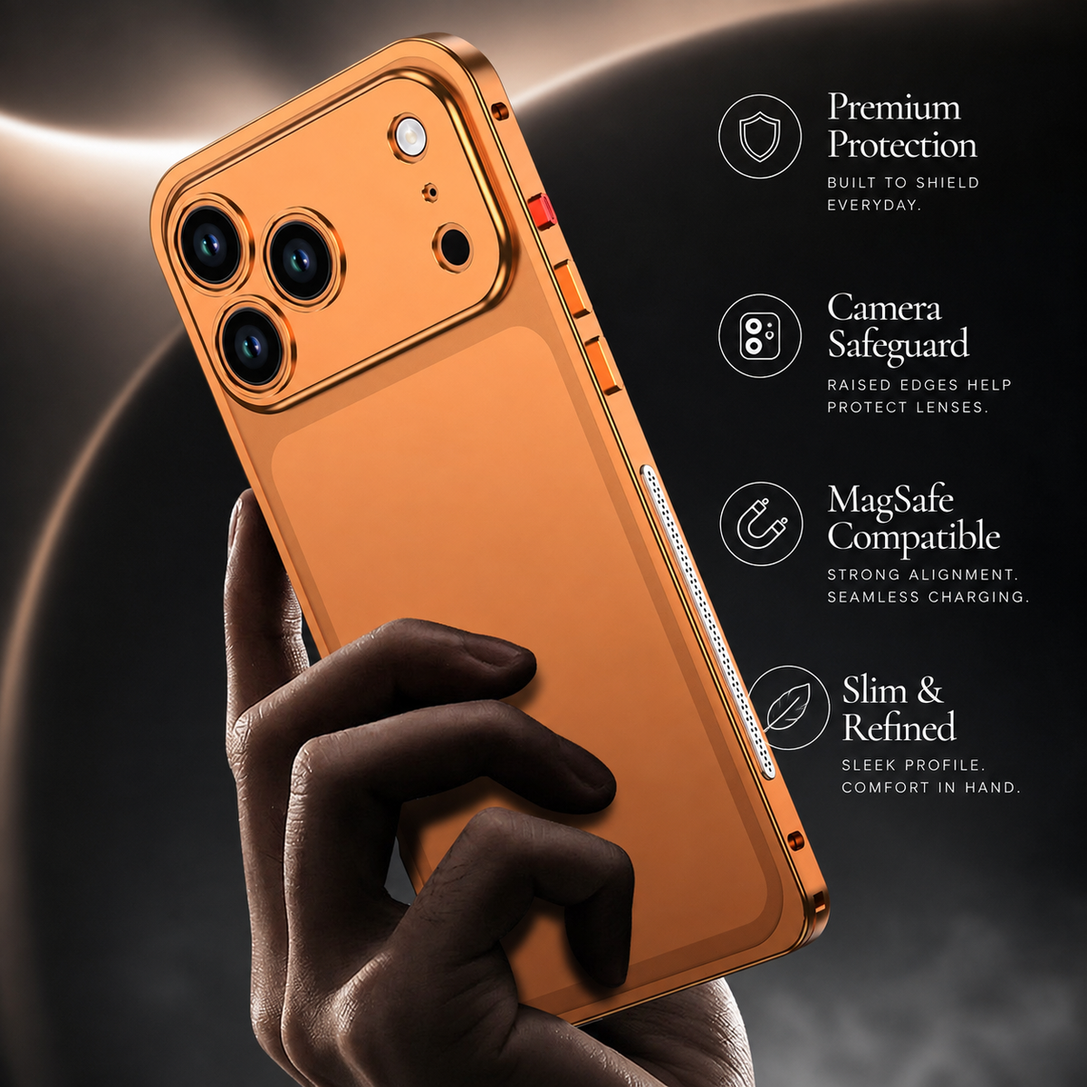 Premium iPhone Case MagSafe Ultra Thin Aluminum Metal Bumper Magnetic Protective Frame Anti Scratch Anti Fingerprint Matte Non Slip Slim Lightweight Cover