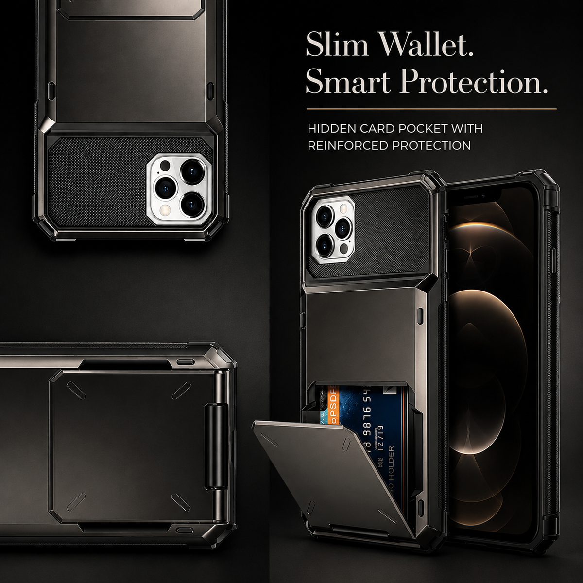 Premium iPhone Case MagSafe Wallet Card Holder Shockproof Camera Protection Slim Full Coverage Protective Cover Magnetic Charging Compact Design Daily