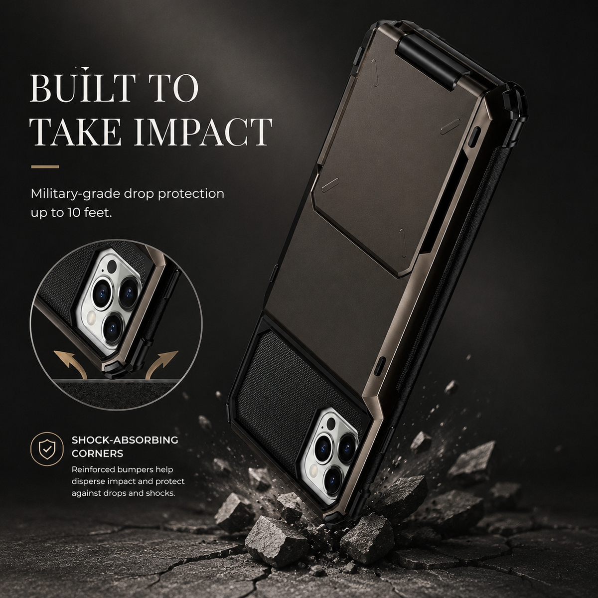 Premium iPhone Case MagSafe Wallet Card Holder Shockproof Camera Protection Slim Full Coverage Protective Cover Magnetic Charging Compact Design Daily