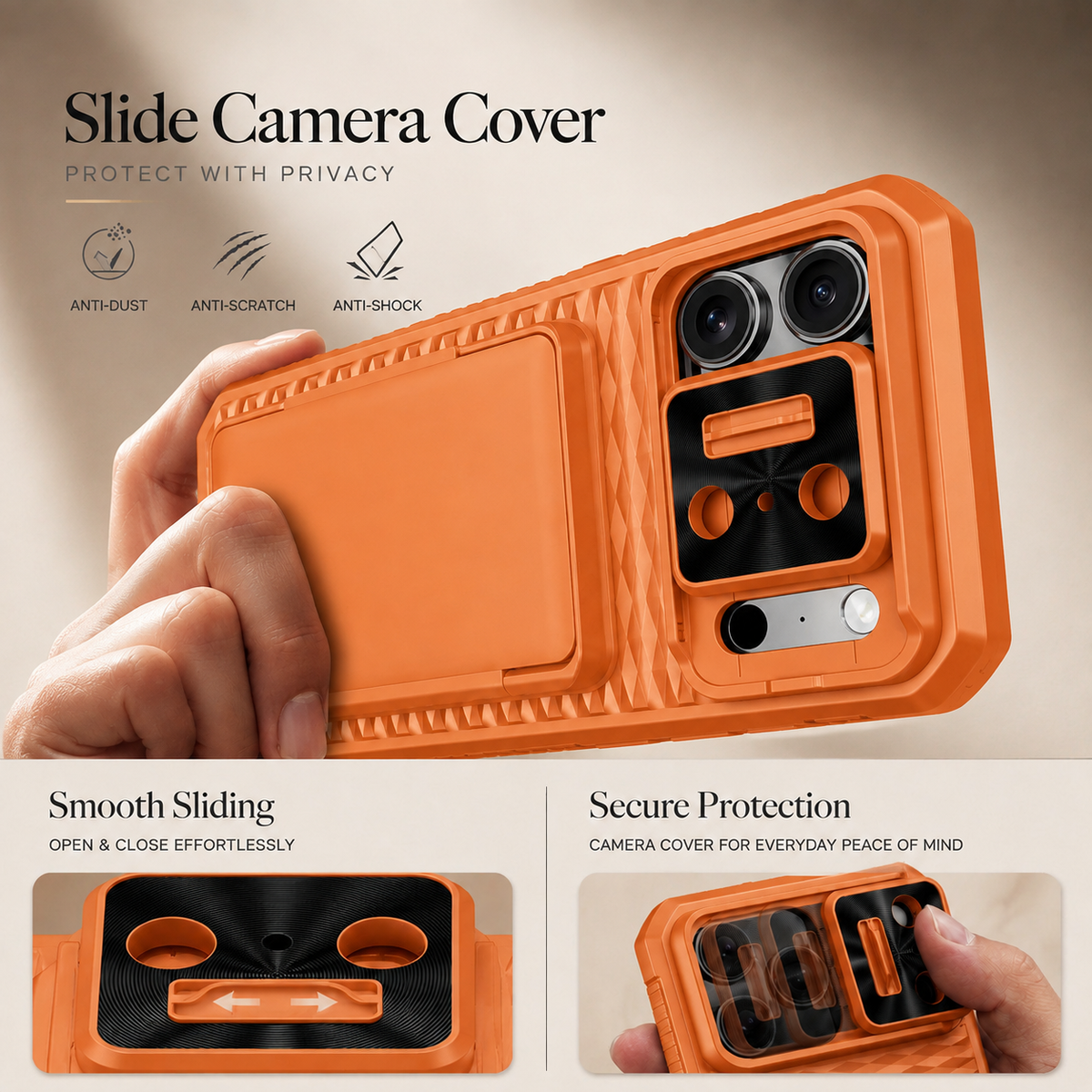 Premium iPhone Case MagSafe Wallet Card Holder Sliding Camera Cover RFID Blocking Shockproof Kickstand Dual Layer Protective Cover Full Protection Fit