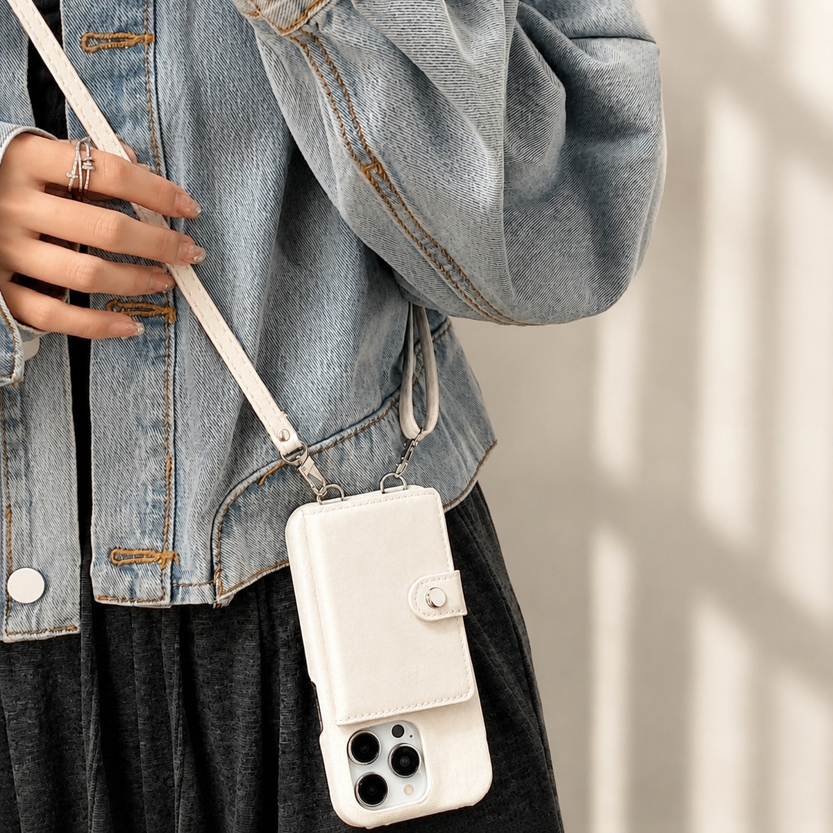 Premium iPhone Case MagSafe Wallet Crossbody PU Leather Card Holder Shockproof RFID Blocking Magnetic Flip Cover Shoulder Strap Full Protection Design