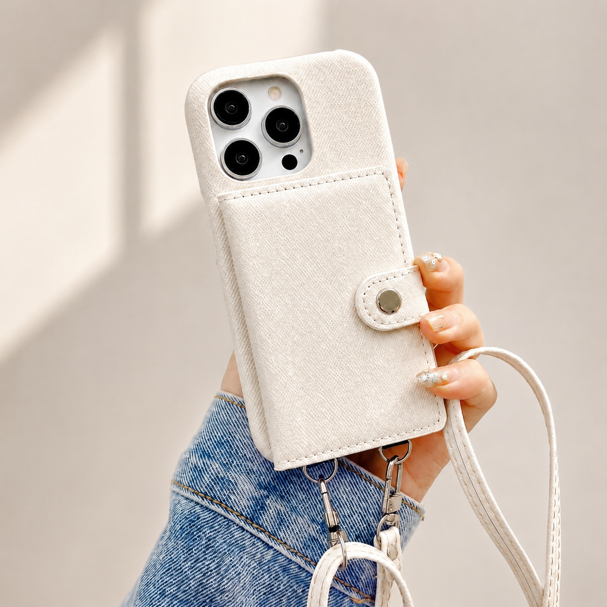 Premium iPhone Case MagSafe Wallet Crossbody PU Leather Card Holder Shockproof RFID Blocking Magnetic Flip Cover Shoulder Strap Full Protection Design