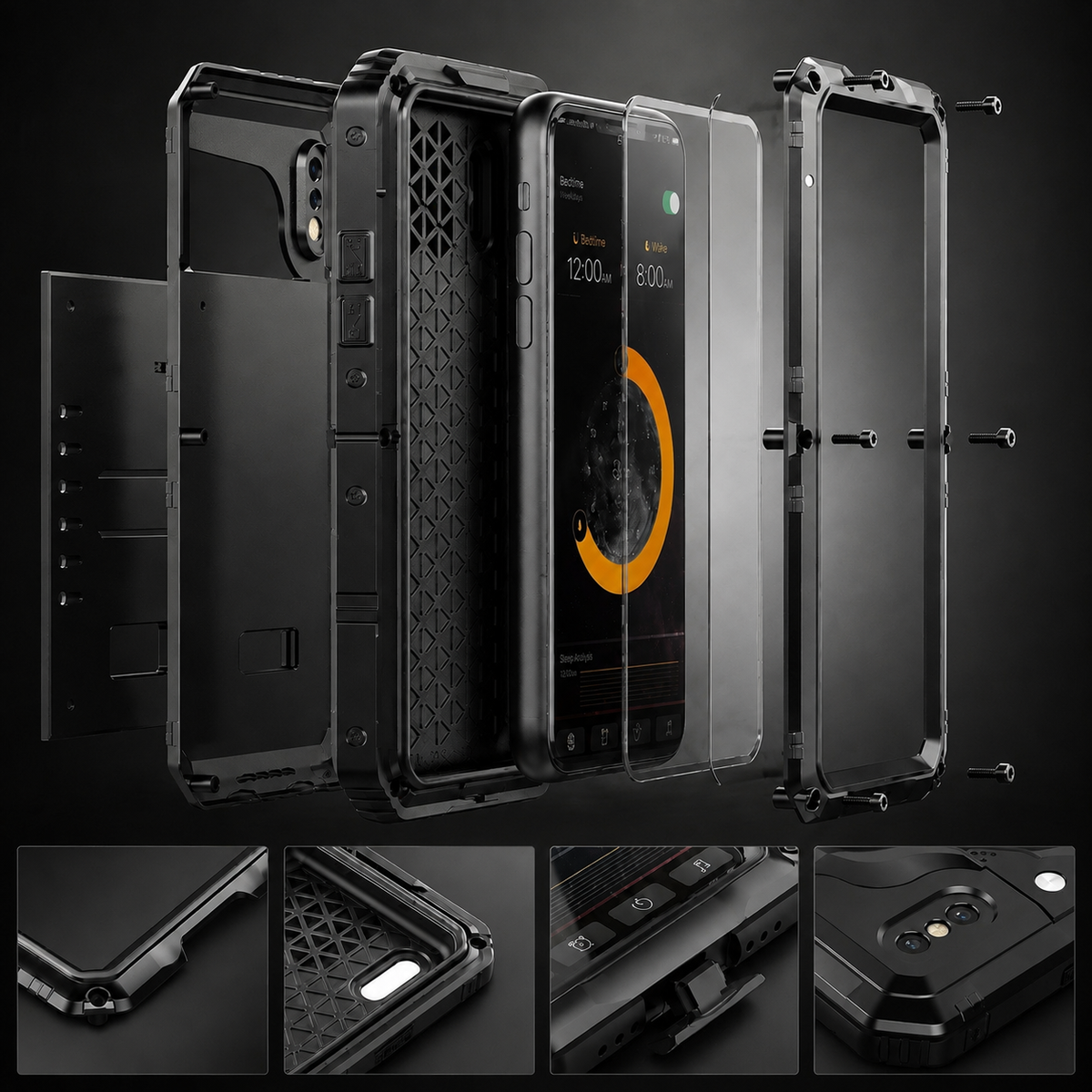 Premium iPhone Case MagSafe Waterproof Aluminum Armor Shockproof Full Body Camera Lens Protection Dustproof Sealed Rugged Protective Cover Design Slim