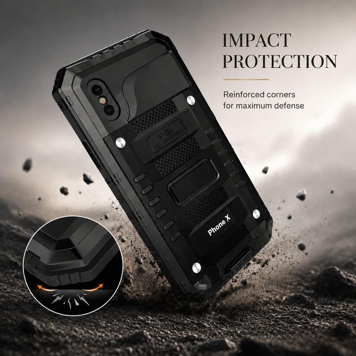 Premium iPhone Case MagSafe Waterproof Aluminum Armor Shockproof Full Body Camera Lens Protection Dustproof Sealed Rugged Protective Cover Design Slim