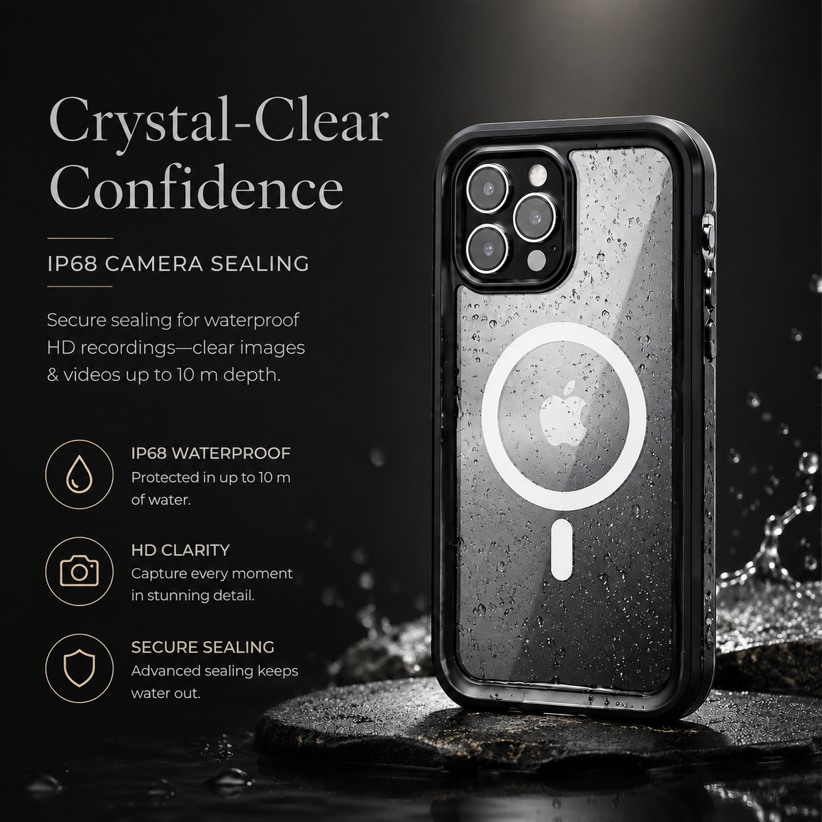 Premium iPhone Case MagSafe Waterproof IP68 Sealed Cover Shockproof 360° Full Body Protection Camera Screen Guard Rugged Outdoor Protective Design Use