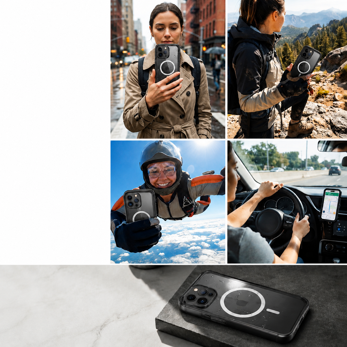 Premium iPhone Case MagSafe Waterproof IP68 Sealed Cover Shockproof 360° Full Body Protection Camera Screen Guard Rugged Outdoor Protective Design Use