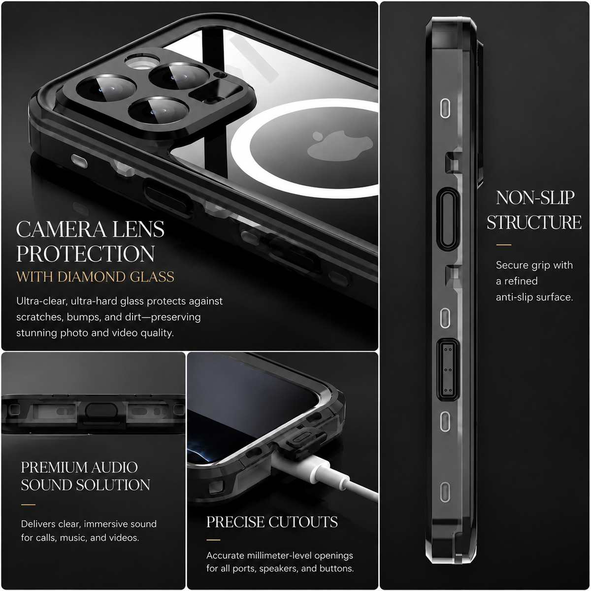 Premium iPhone Case MagSafe Waterproof IP68 Sealed Cover Shockproof 360° Full Body Protection Camera Screen Guard Rugged Outdoor Protective Design Use