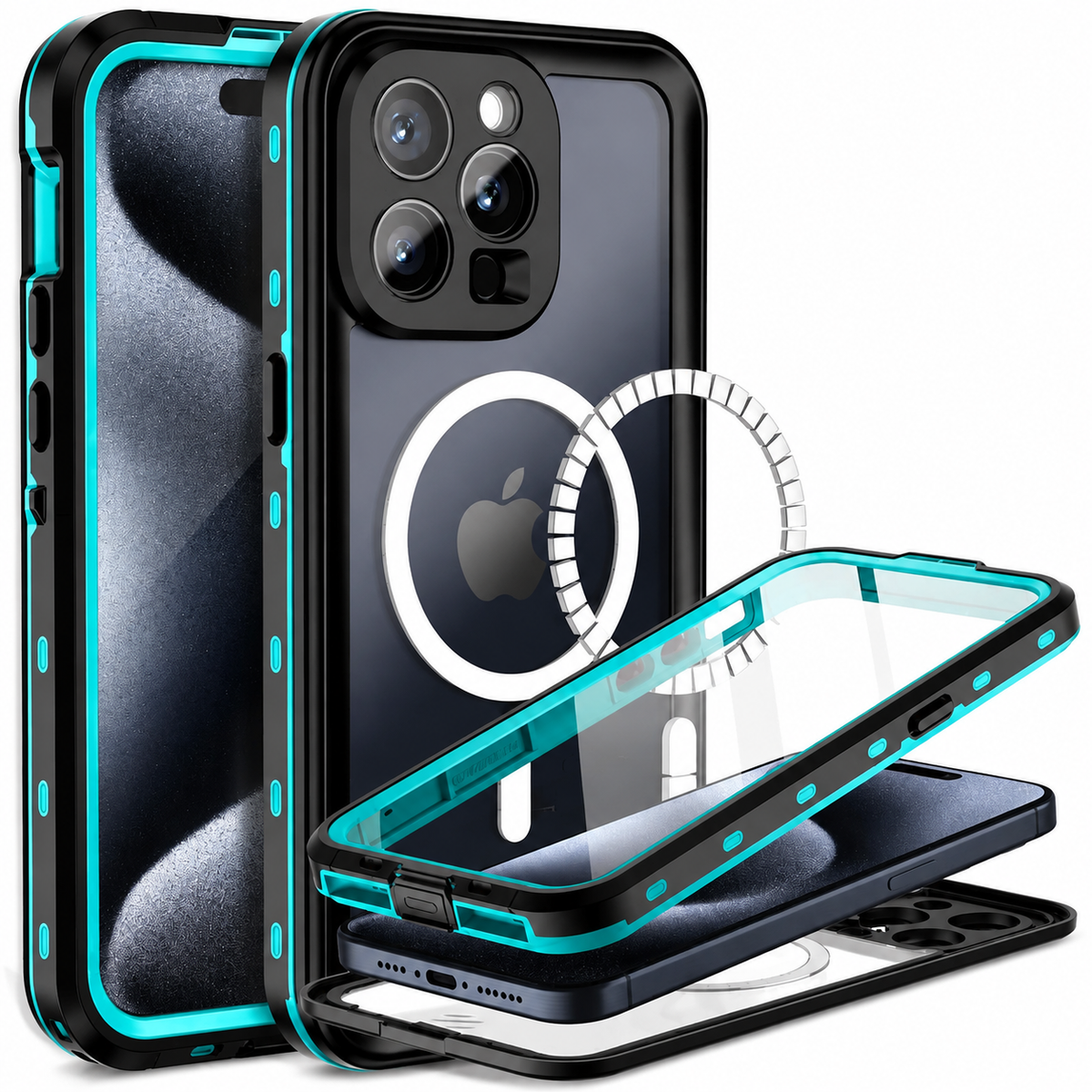 Premium iPhone Case MagSafe Waterproof IP68 Shockproof 360 Full Body Sealed Protective Cover Camera Lens Dustproof Anti Scratch Magnetic Slim Design Qi