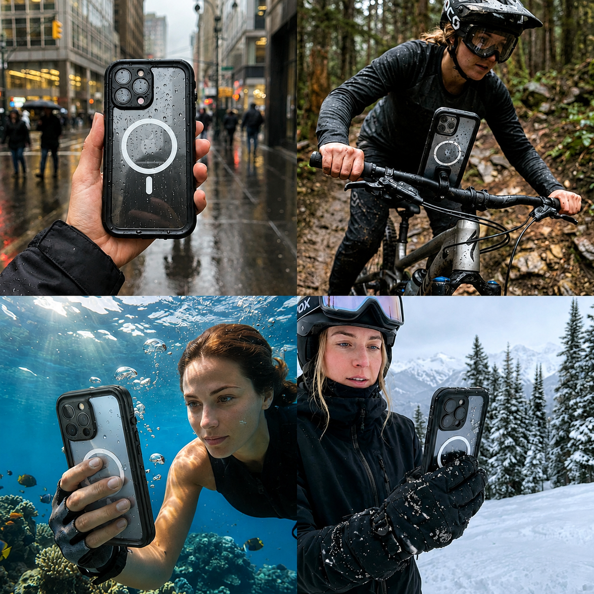 Premium iPhone Case MagSafe Waterproof IP68 Shockproof 360 Full Body Sealed Protective Cover Camera Lens Dustproof Anti Scratch Magnetic Slim Design Qi