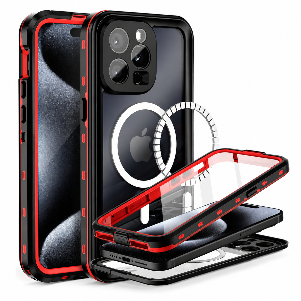 Premium iPhone Case MagSafe Waterproof IP68 Shockproof 360 Full Body Sealed Protective Cover Camera Lens Dustproof Anti Scratch Magnetic Slim Design Qi