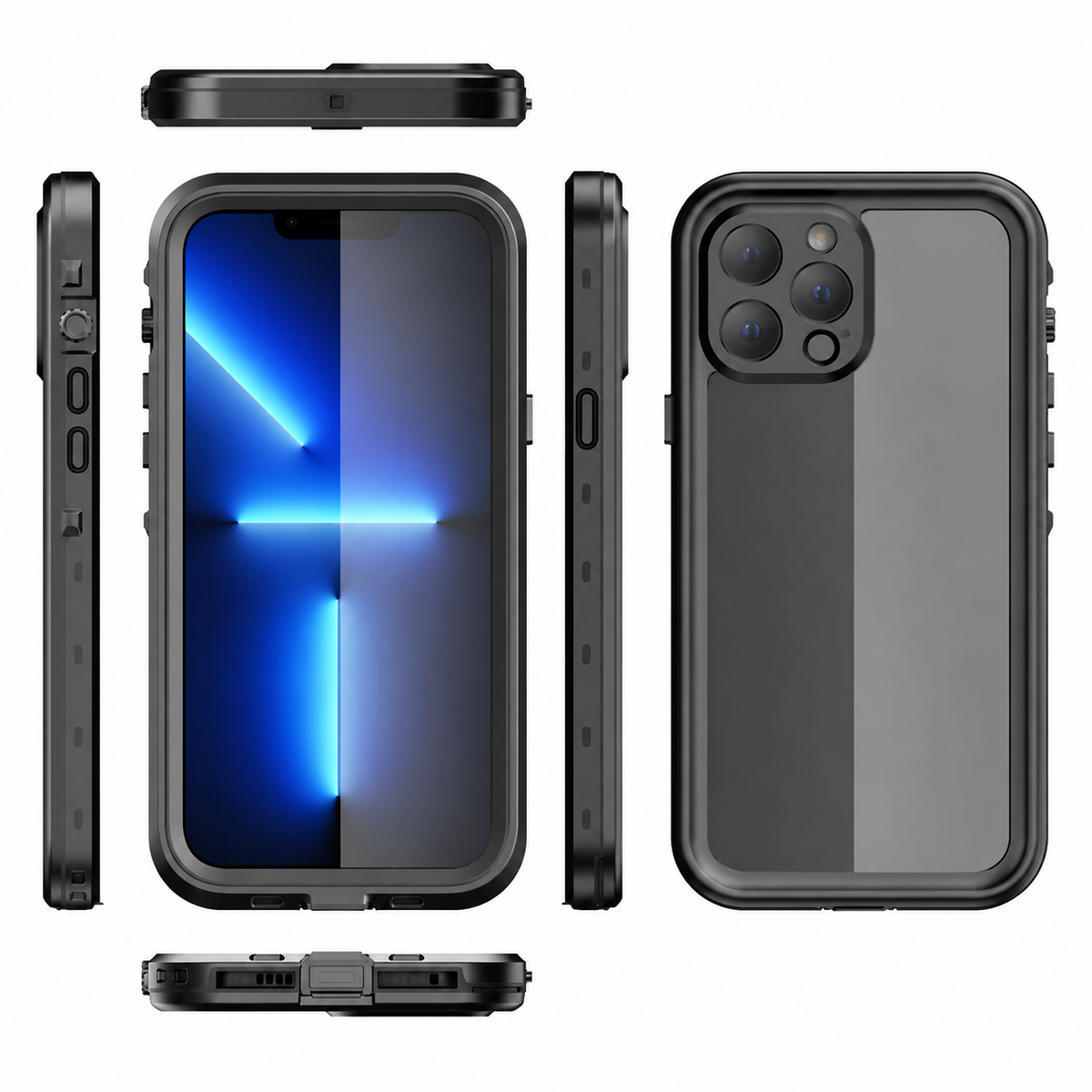 Premium iPhone Case MagSafe Waterproof Shockproof IP68 Sealed Body Cover Camera Lens Protection Transparent Dustproof Rugged Protective Design Surface