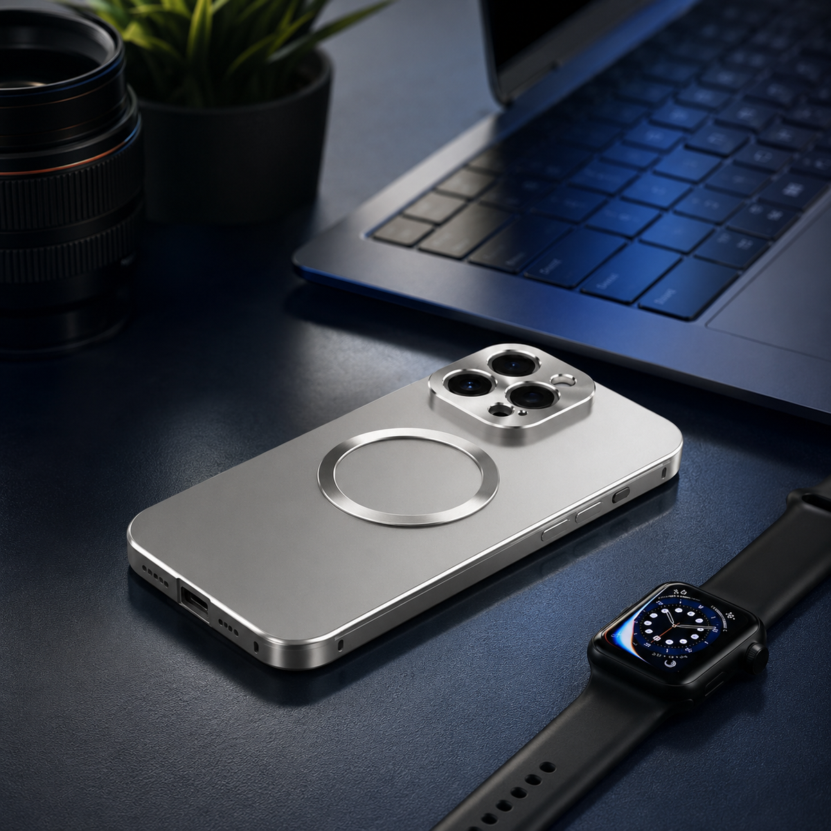 Premium iPhone Case Magnetic Aluminum Alloy Frame Frosted PC Backplate Ultra Thin Shockproof Anti Scratch Anti Fingerprint Non Slip Matte Cover