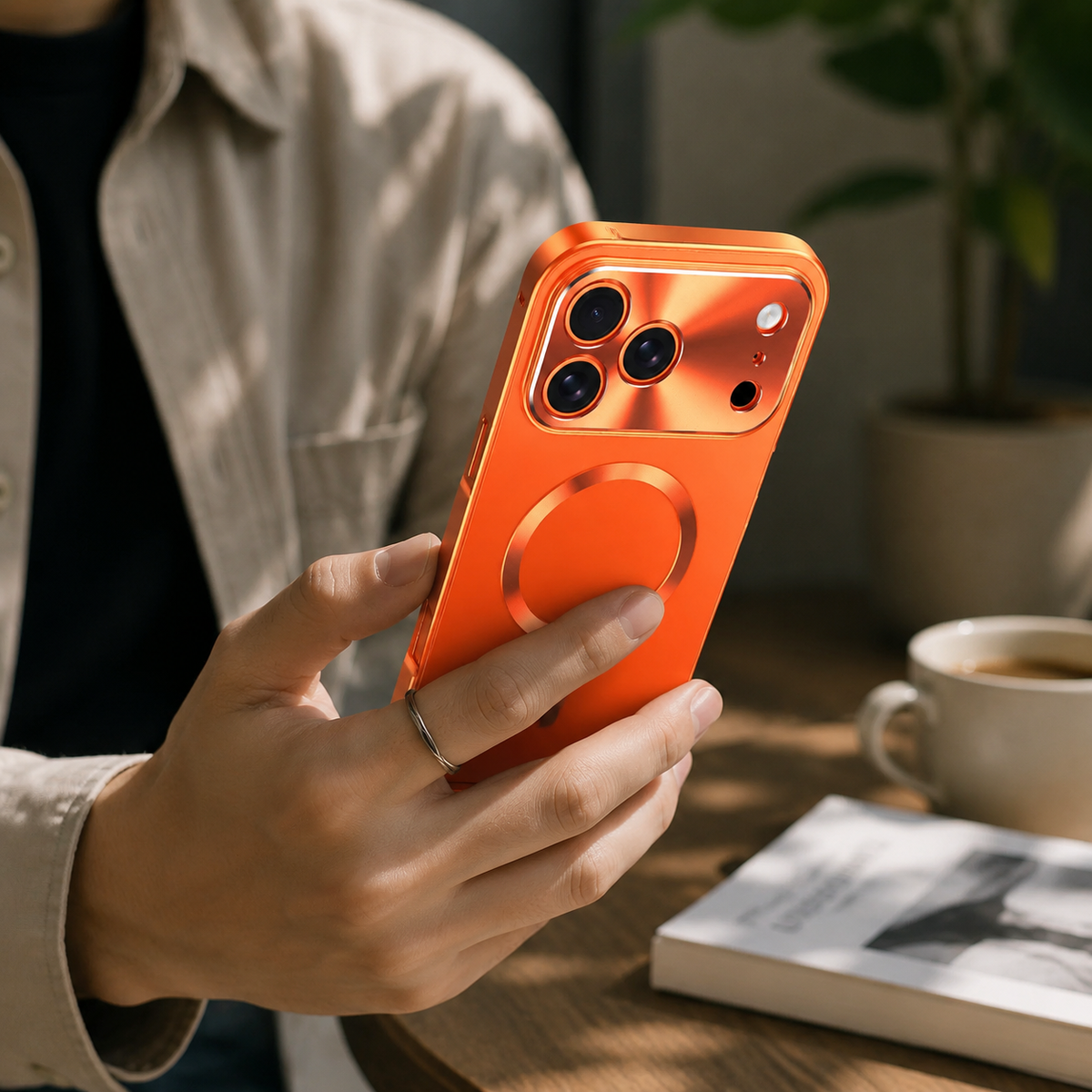 Premium iPhone Case Magnetic Aluminum Alloy Frame Frosted PC Backplate Ultra Thin Shockproof Anti Scratch Matte Non Slip Protective Cover