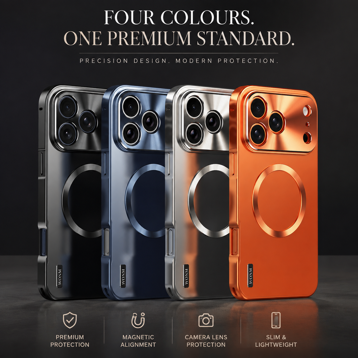 Premium iPhone Case Magnetic Aluminum Alloy Frame Frosted PC Backplate Ultra Thin Shockproof Anti Scratch Matte Non Slip Protective Cover