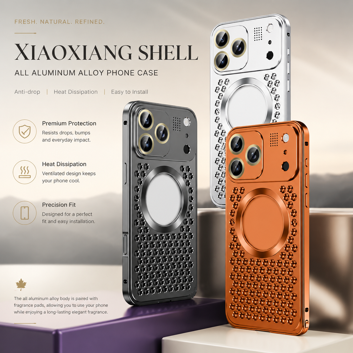 Premium iPhone Case Magnetic Aluminum Alloy Frame Shockproof Protective Cover Heat Dissipation Metal Design Camera Lens Guard Anti Fall Slim Lightweight