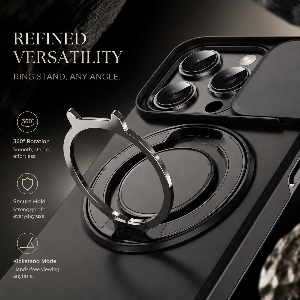 Premium iPhone Case Magnetic Bracket Shockproof PC Acrylic Heavy Duty Rugged Armor Anti Scratch Anti Fingerprint Non Slip Stand Protective Cover