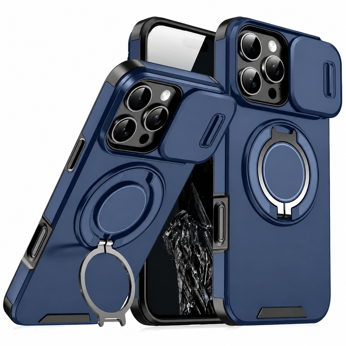 Premium iPhone Case Magnetic Bracket Shockproof PC Acrylic Heavy Duty Rugged Armor Anti Scratch Anti Fingerprint Non Slip Stand Protective Cover