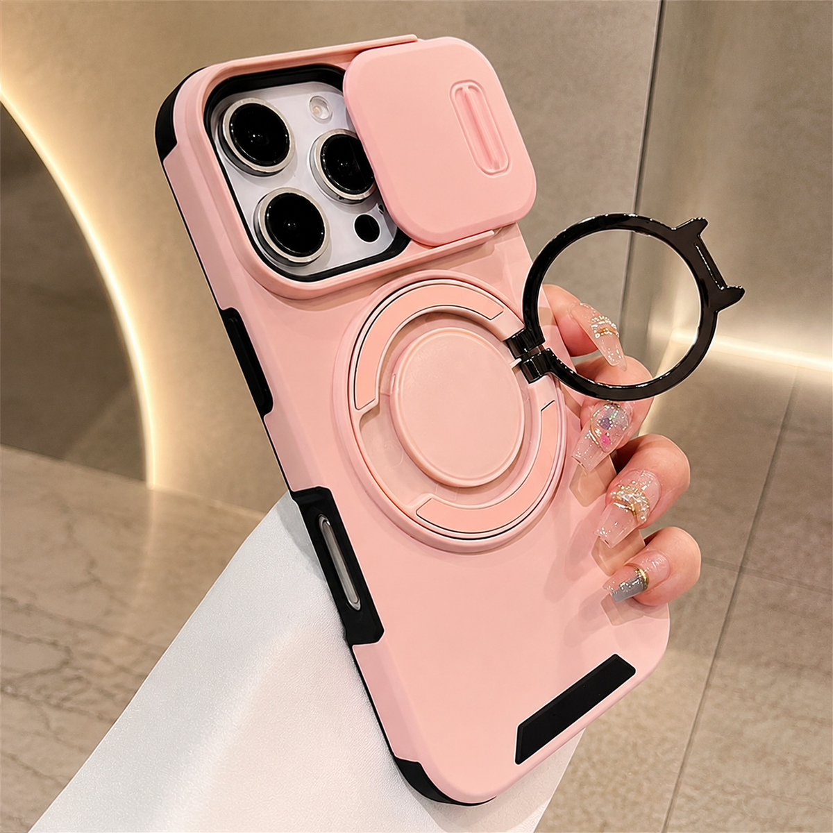 Premium iPhone Case Magnetic Bracket Shockproof PC Acrylic Heavy Duty Rugged Armor Anti Scratch Anti Fingerprint Non Slip Stand Protective Cover